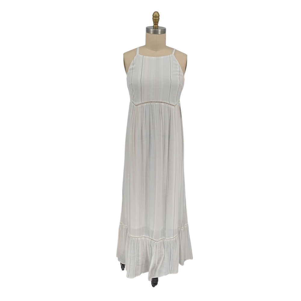 00339 Torrid Striped Maxi Dress White Size 00/10/M/L cottagecore bohemian summer